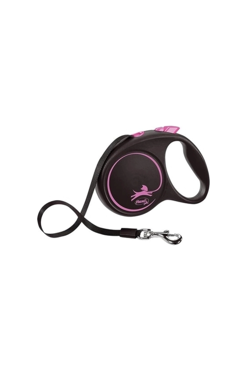Flexi Black Design S Beden Pembe 5 m Şerit Tasma