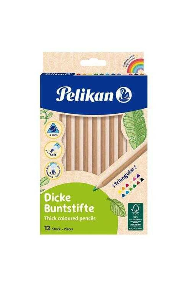 Pelikan Jumbo Ahşap Gövdeli Kuru Boya 12li Kutu