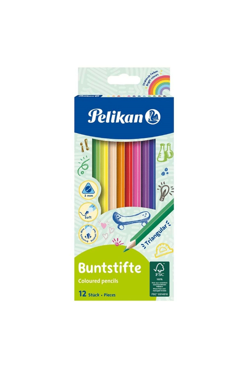 Pelikan Üçgen Kuru Boya 12li Kutu