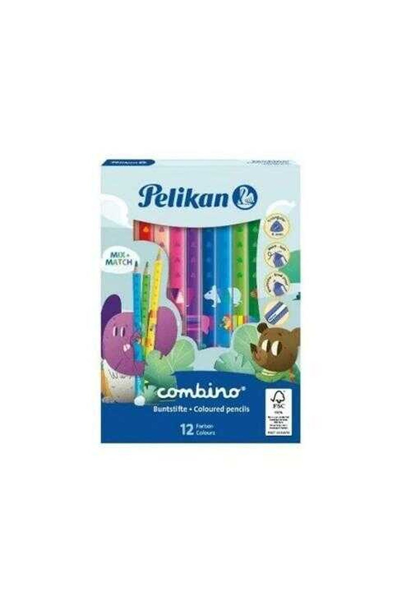 Pelikan Combino Jumbo Üçgen Kuru Boya 12li Kutu