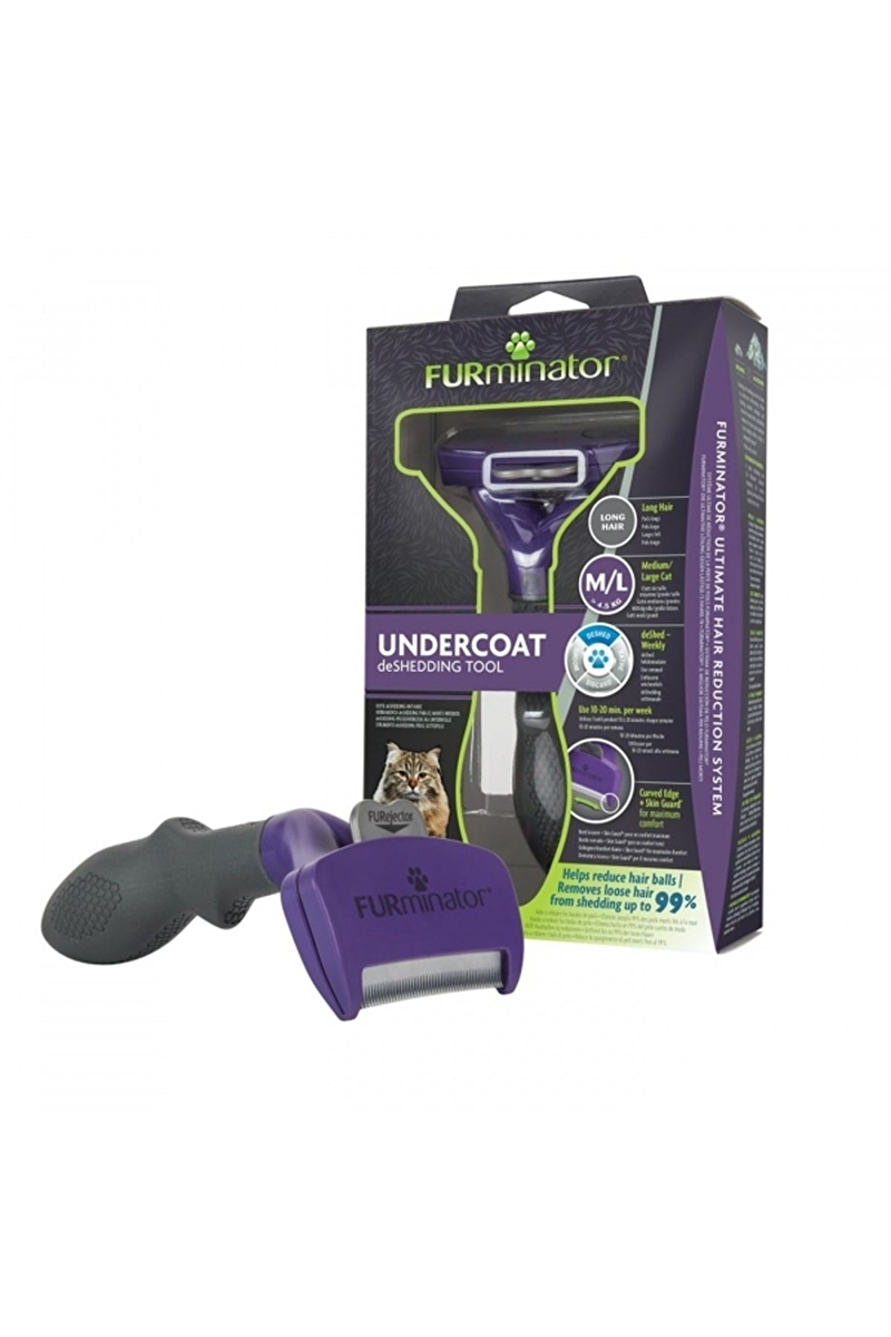 Furminator Kedi Tarağı - Uzun Tüylü Kediler için - L