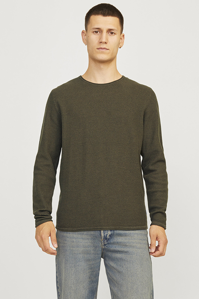 Jack&Jones Erkek Kazak 12258407 OLIVE NIGHT