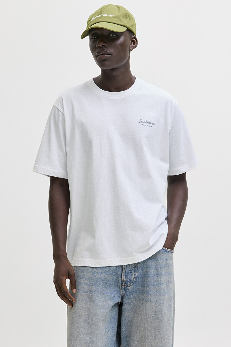 Jack&Jones Erkek Tişört 12287990 BRIGHT WHITE