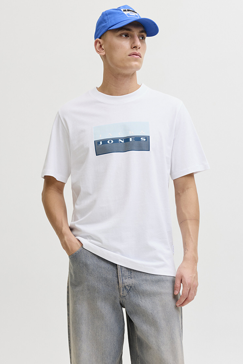 Jack&Jones Erkek Tişört 12289863 BRIGHT WHITE