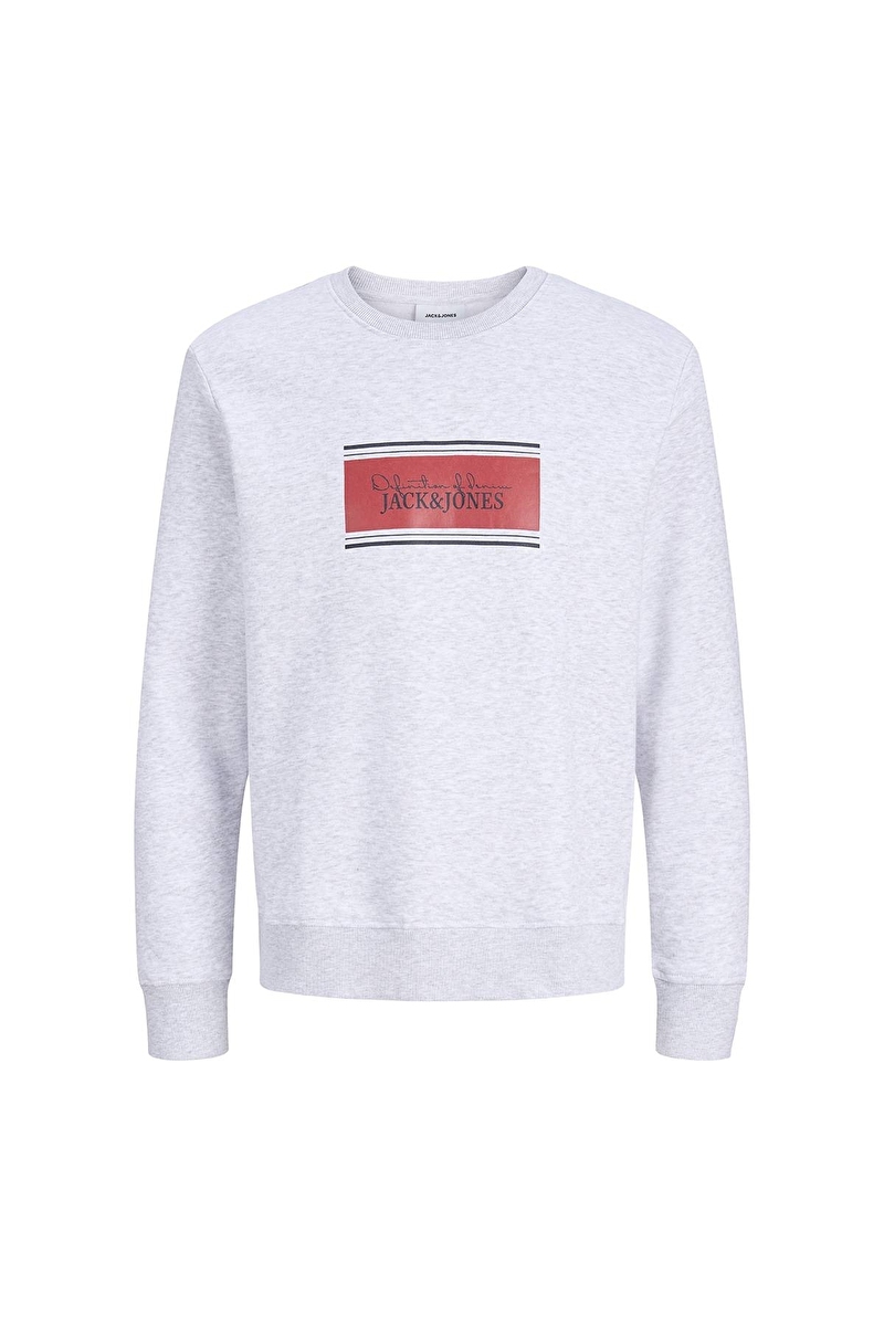 Jack&Jones Erkek Sweatshirt 12298626 WHITE MELANGE
