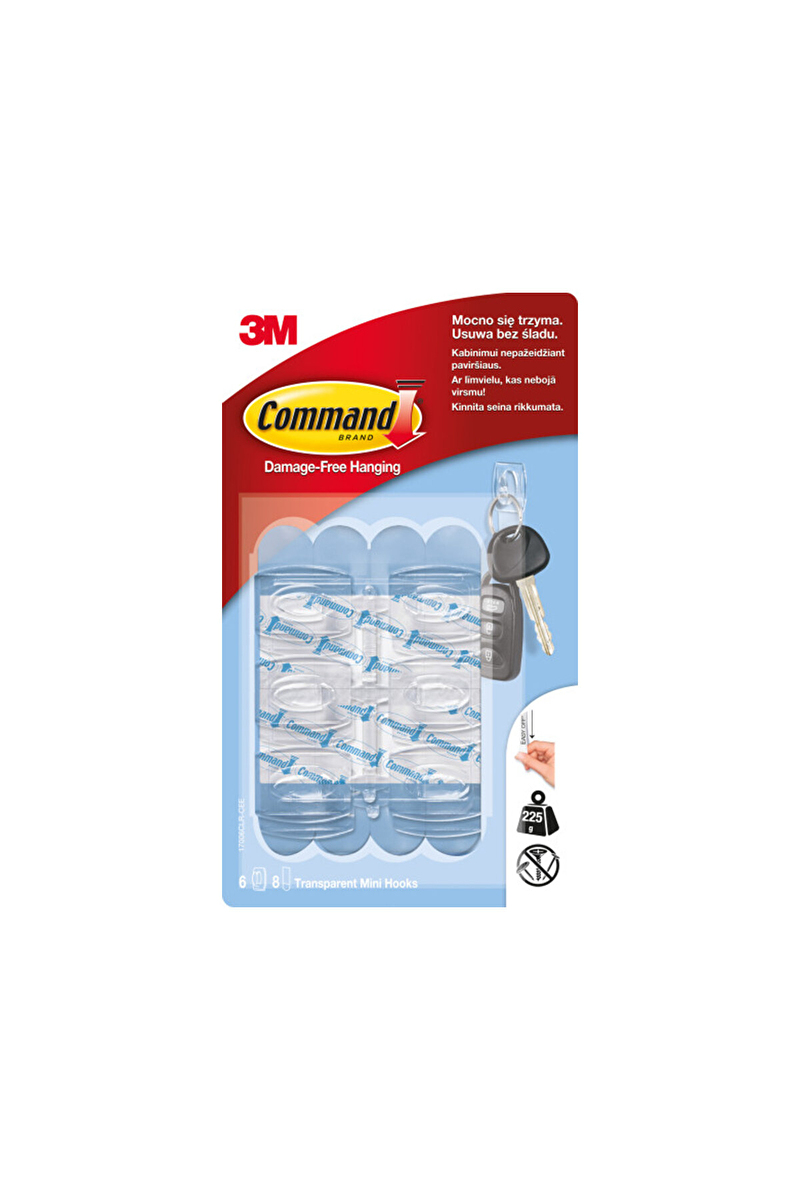 Command™ 17006CLR-CEE Mini Boy Şeffaf Askı
