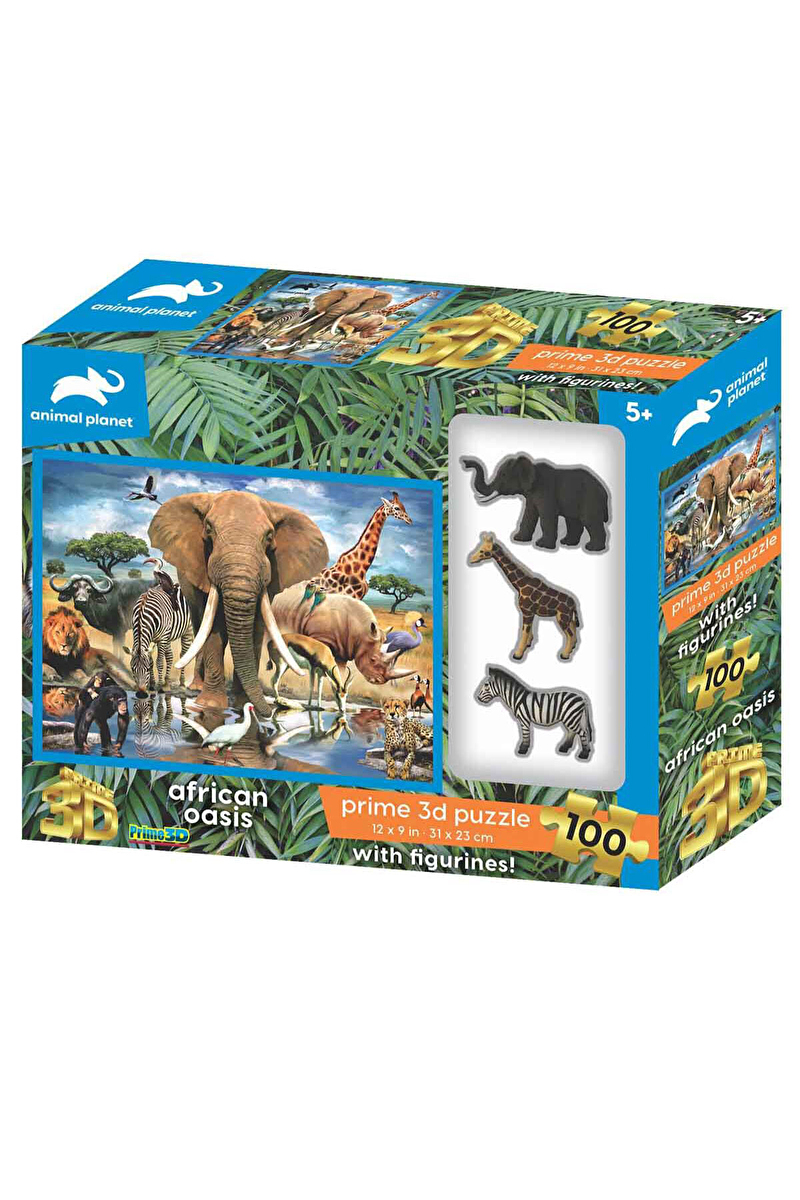 Afrika Hayvanları Figür Set ve 100 Parça Puzzle