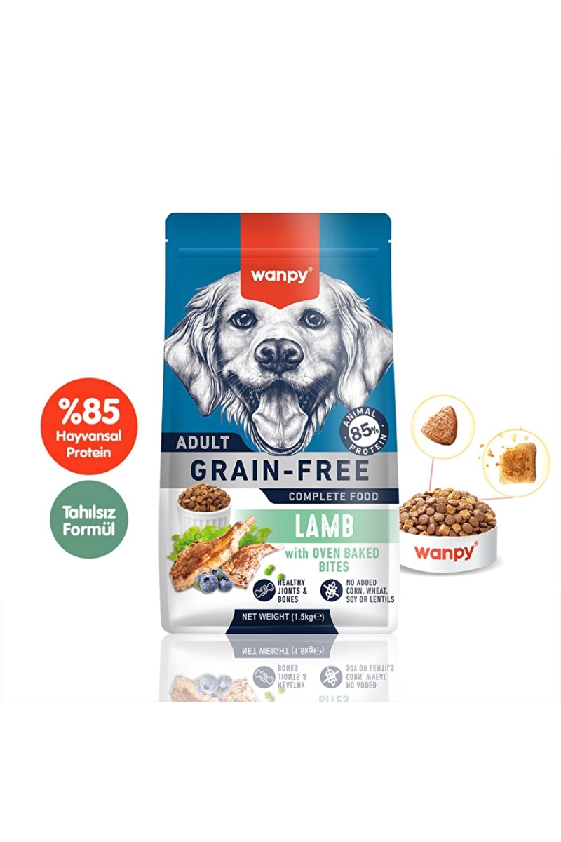 Wanpy Tahılsız Kuzulu Yetişkin Köpek Maması 1,5 kg