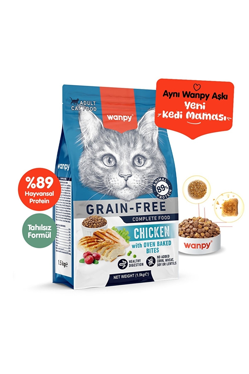 Wanpy Tahılsız Tavuklu Yetişkin Kedi Maması 1,5 kg