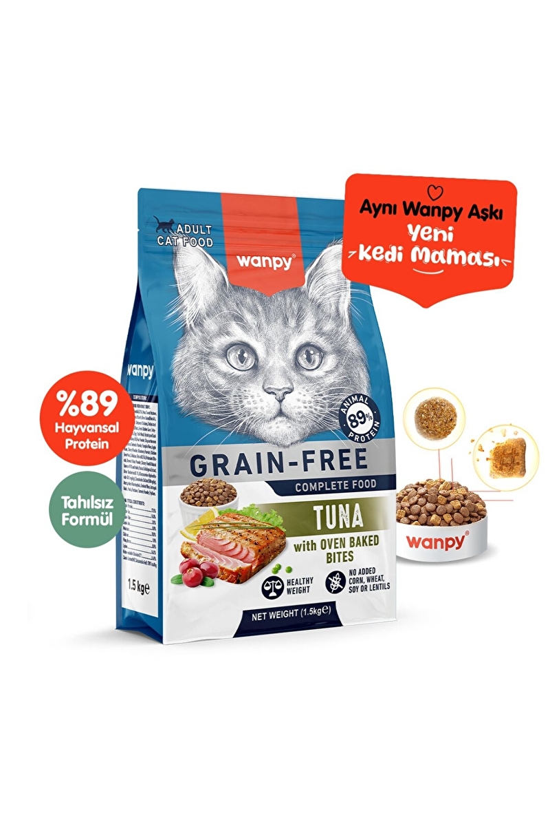Wanpy Tahılsız Ton Balıklı Yetişkin Kedi Maması 1,5 kg