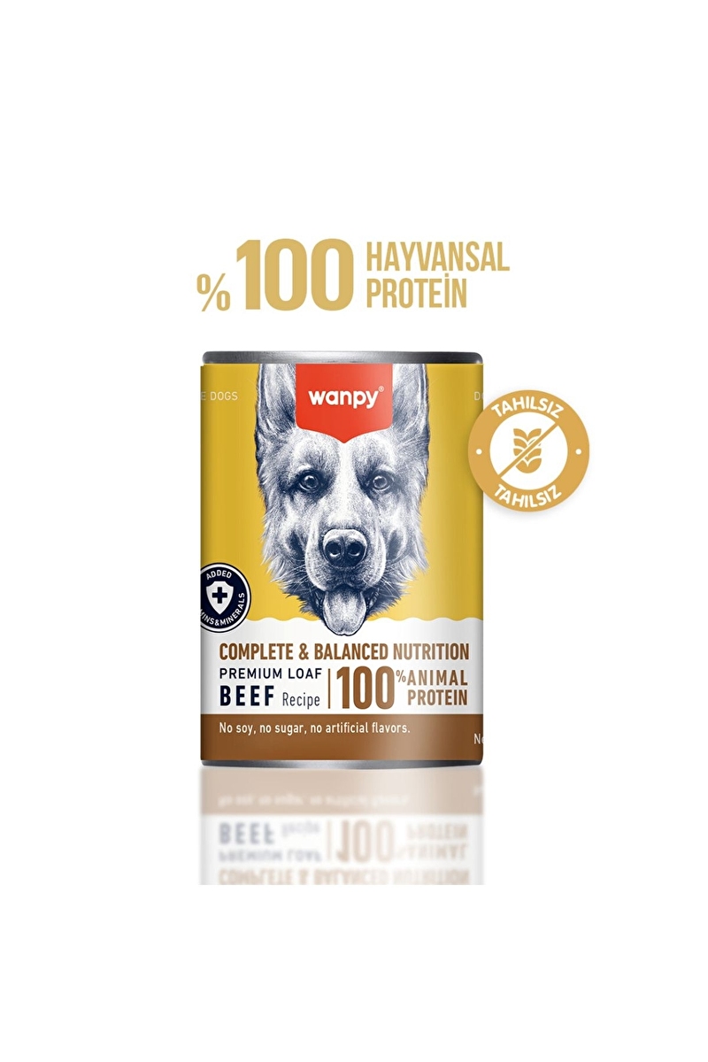 Wanpy Tahılsız Köpek %100 Gerçek Et 375 gr Biftekli Konserve