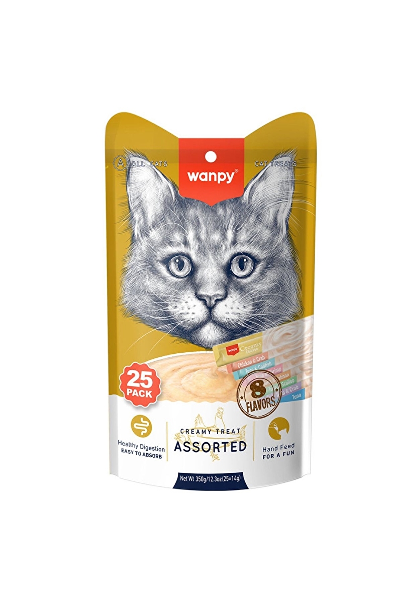 Wanpy Karışık 8 Lezzetli Krema Kedi Ödülü 25*14 gr RAC-MİX