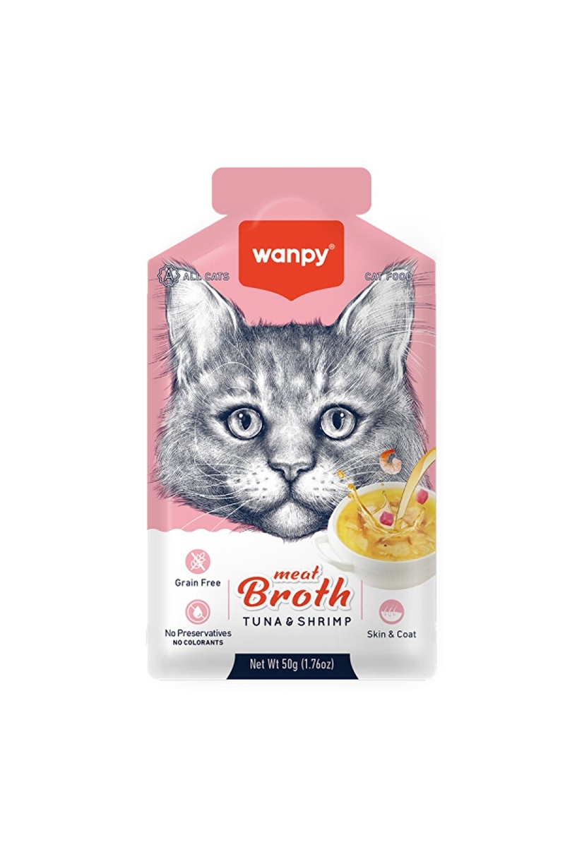 Wanpy Kediler için Karidesli Ton Balığı Eti Çorbası 50g