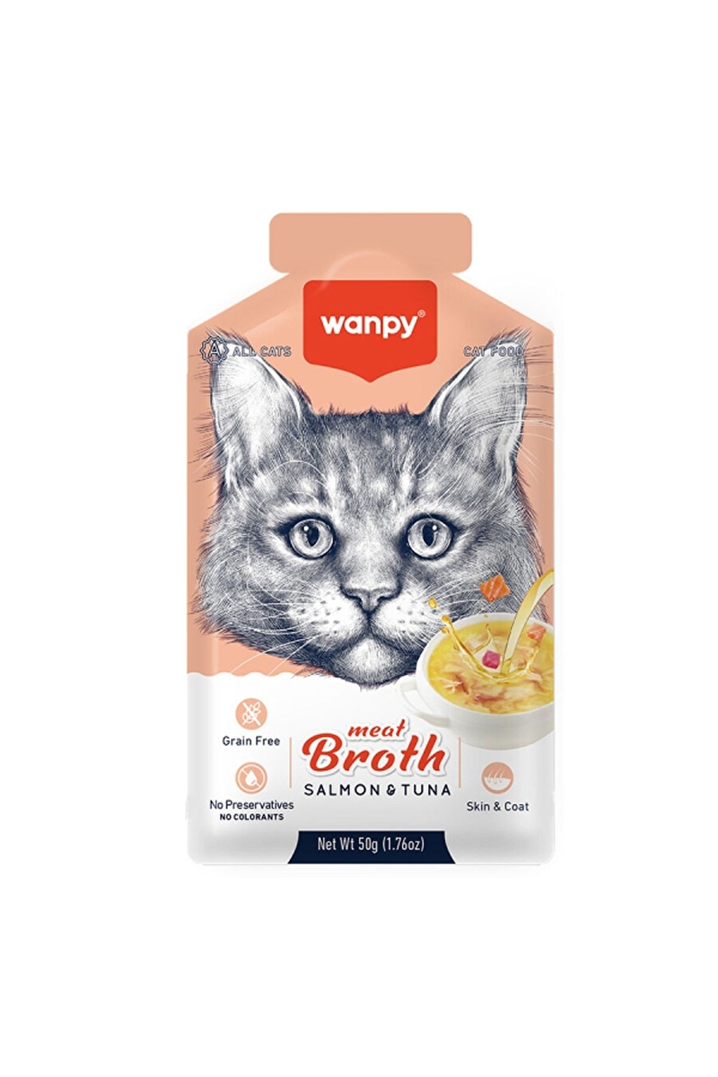 Wanpy Kediler için Somon & Ton Balığı Eti Çorbası 50g