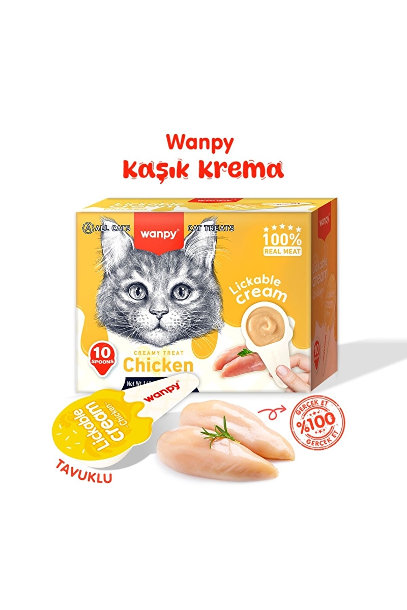 Wanpy Tavuklu 10*16 gr Kaşıklı Kedi Ödül Kreması