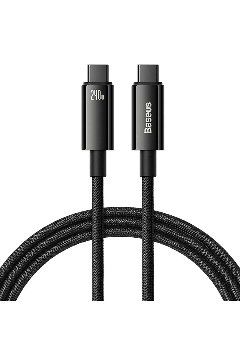 Baseus Tungsten Gold Hızlı Şarj Data Kablosu Type-C to Type-C 240W 1m Siyah
