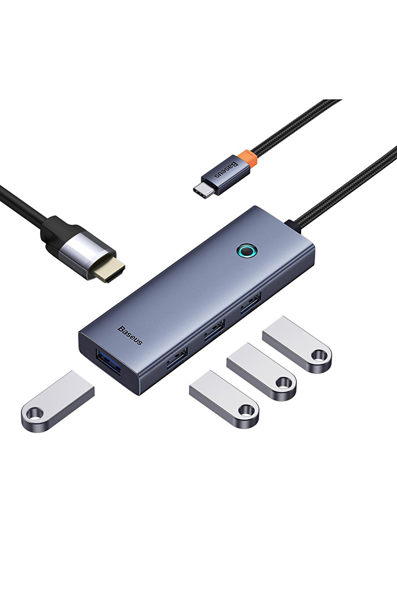 Baseus Ultra Joy 5 in 1 Multifonksiyonal Type-C Hub Dock Station - Uzay Gri