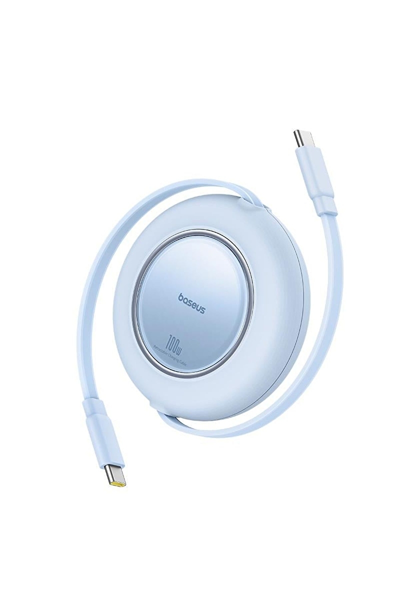Baseus Free2Pull USB-C 100W Makaralı Hızlı Şarj ve Data Kablosu, 2 Metre, Mavi