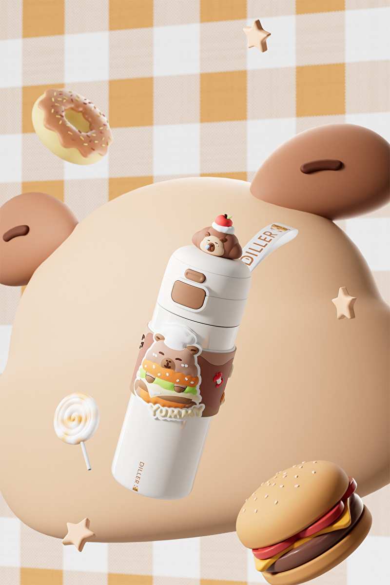 Diller Çelik Termos Matara 600 Ml Panda D9351