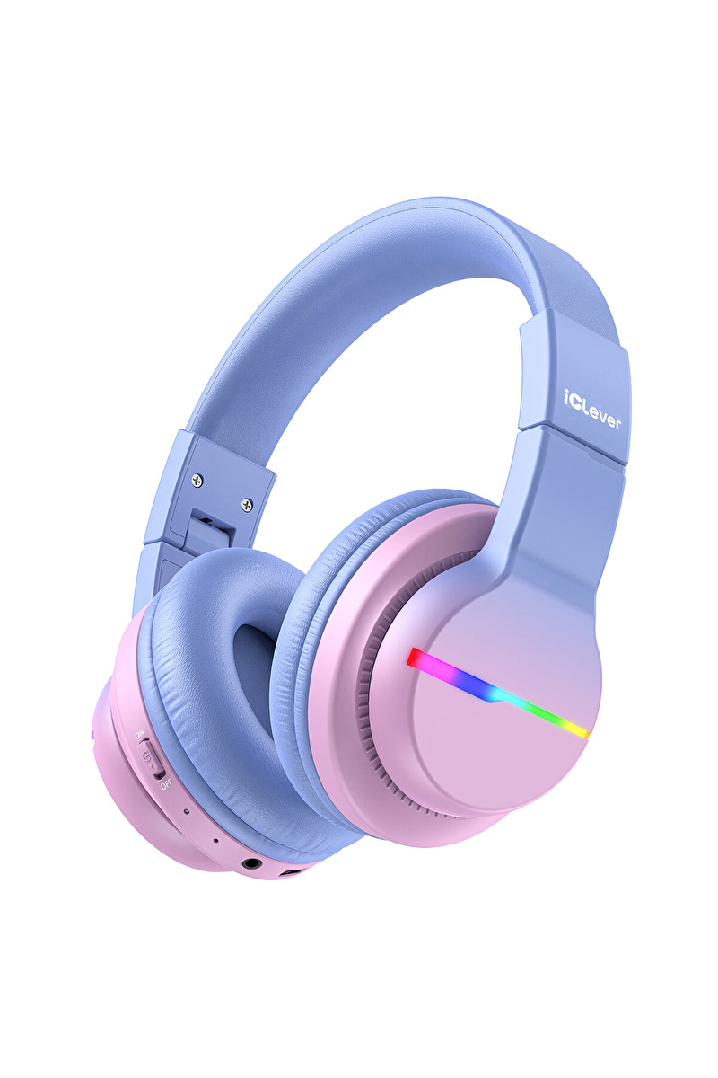 iClever BTH12 BPA Free LED Işıklı Çocuk Bluetooth Kulaklık - Pembe