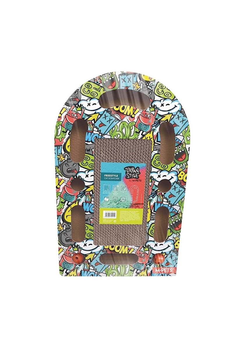 M-Pets Urban Style Freestyle Kedi Karton Tırmalama Tahtası 50x30cm Renkli