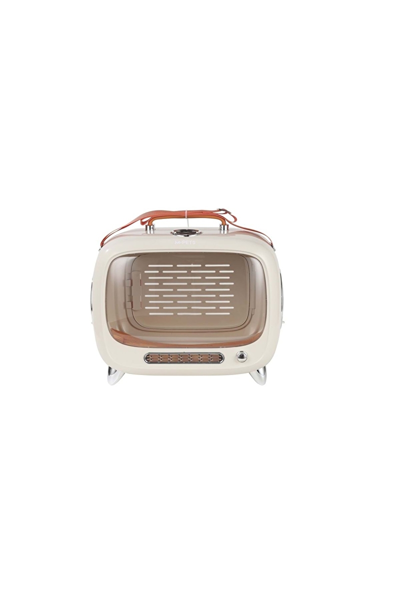 M-Pets Sixties Televizyon Şeklinde Kedi Taşıma Çantası 44,7x26,6x38,4cm (Beyaz)