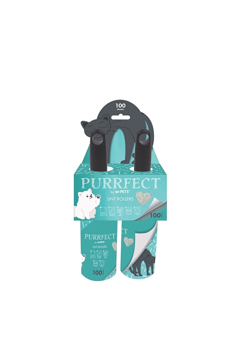 M-Pets Purrfect 2'li 100 Yaprak Kedi ve Köpekler için Tüy Toplama Rulosu