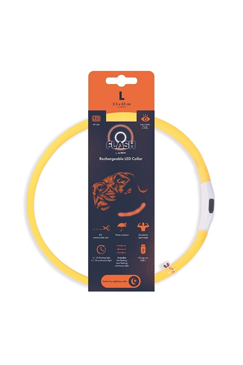 M-PETS FLASH LED BOYUN TASMA ORANGE (L)