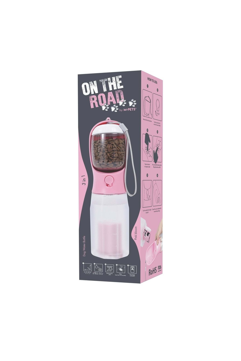 M-PETS On The Road 3-in-1 Köpek Seyahat Suluğu Pembe 600ML