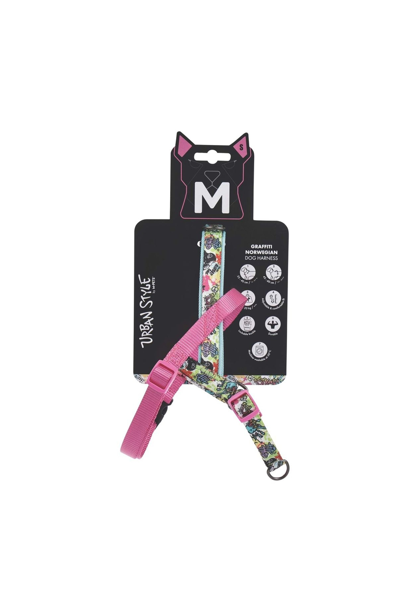 M-Pets Urban Style Graffıtı Norwegıan Köpek Göğüs Tasması (S)