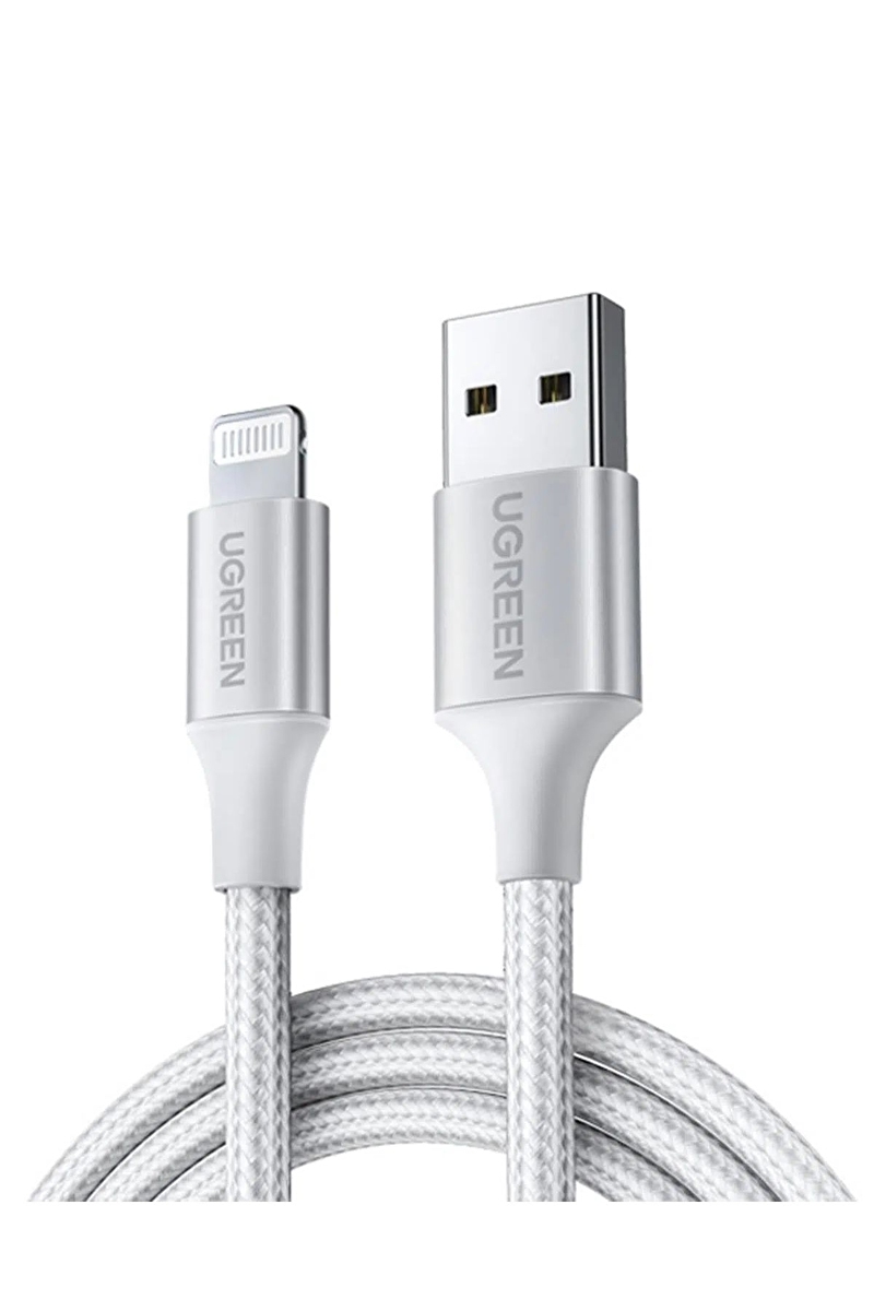 UGREEN Lightning to USB-A Örgülü MFi Sertifikalı İphone Hızlı Şarj Kablosu 1 Metre Gümüş 60161