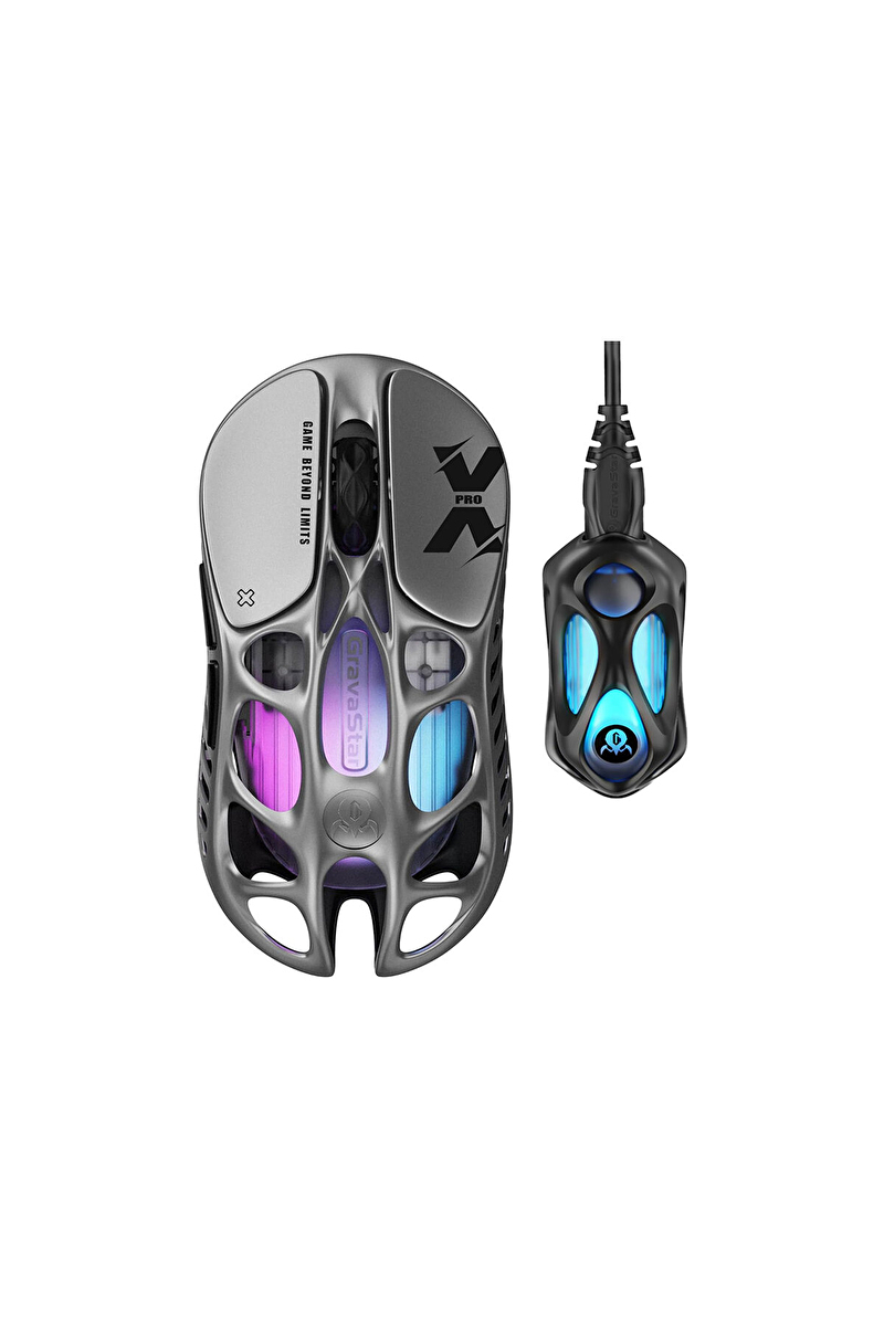 GravaStar Mercury X Pro RGB 32K DPI Magnezyum Alaşımlı Optik Gaming Mouse Gri