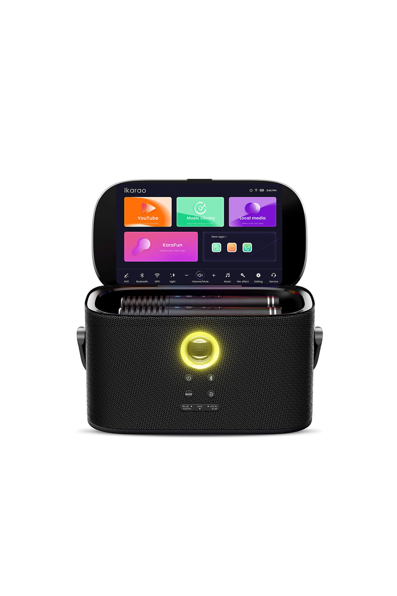 Ikarao Partybox Shell S2 140W Karaoke Bluetooth Hoparlör Seti, 8 Dahili Tablet, 2 Kablosuz Mikrofon