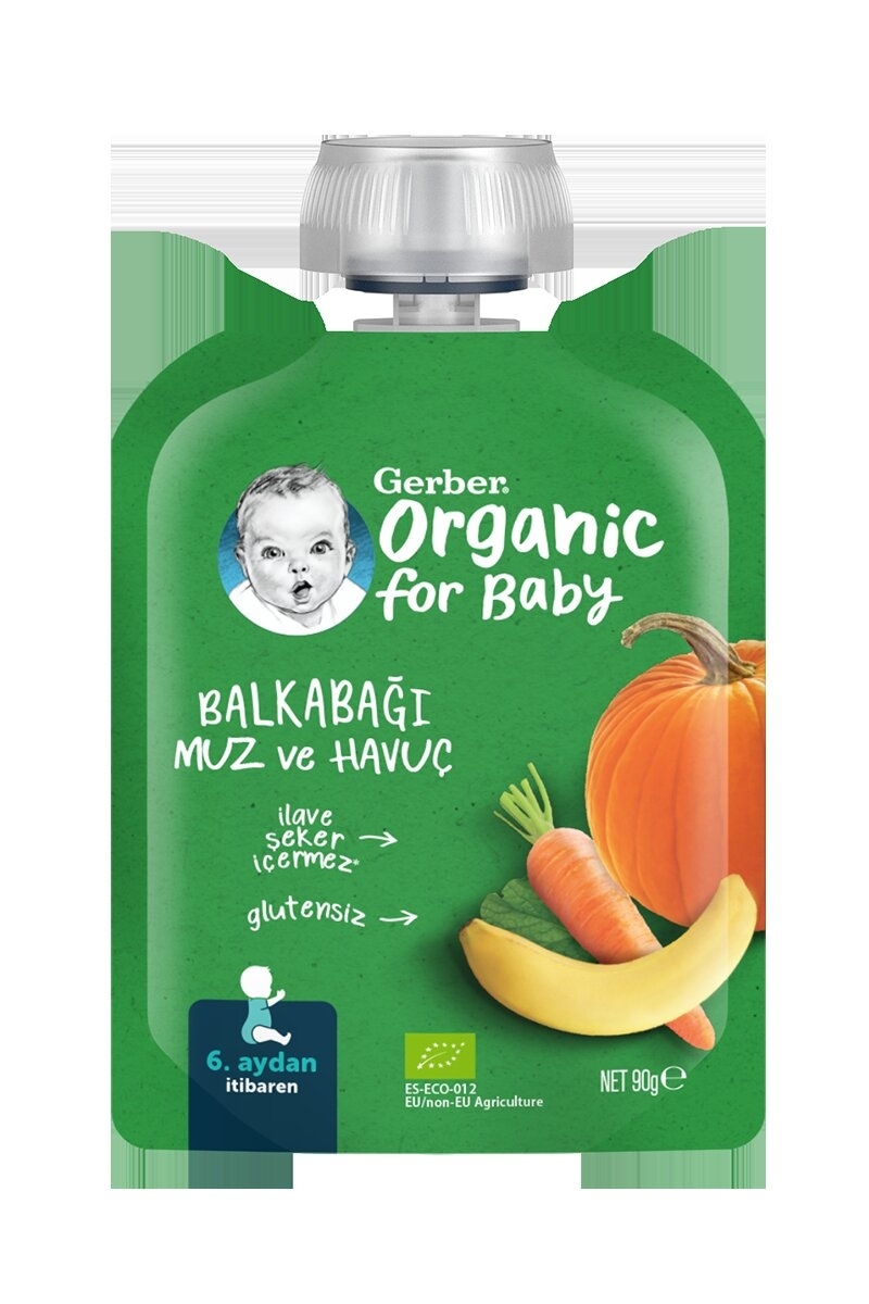 Gerber Organik Balkabaklı Muzlu Havuçlu Püre 90 g