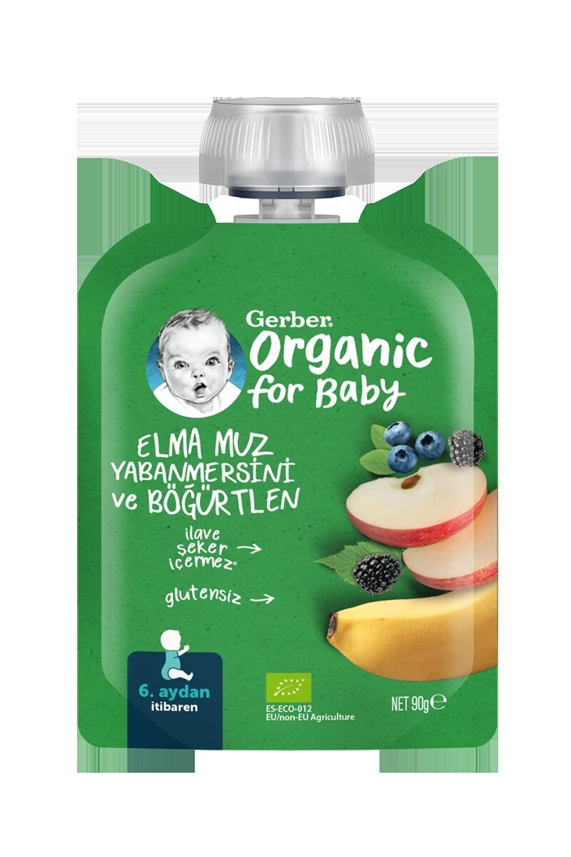 Gerber Organik Elmalı Muzlu Yabanmersinli Püre 90 g