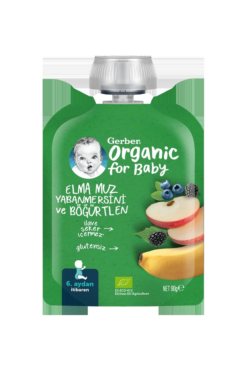Gerber Organik Elmalı Muzlu Yabanmersinli Püre 90 g