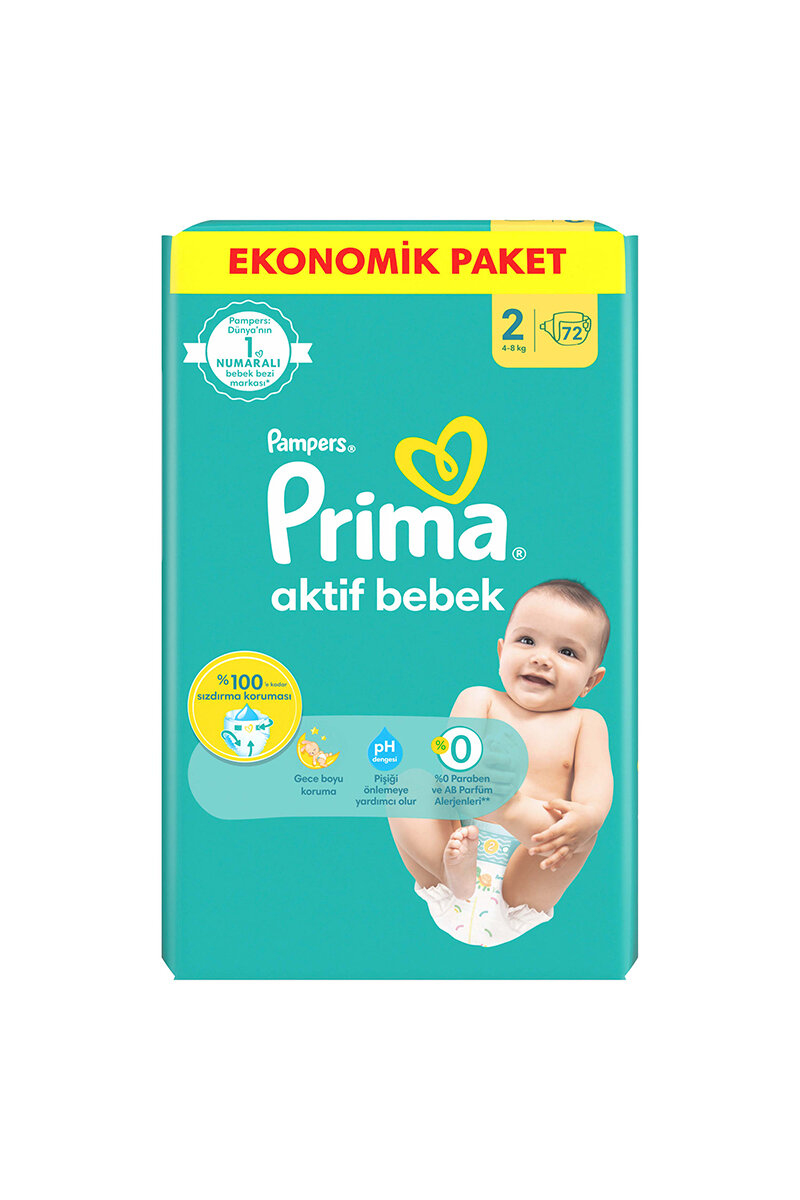 Prima Ekonomik Paket (2) Mini 4-8 kg 72 Adet Bebek Bezi