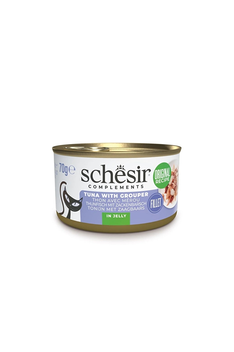 Schesir Tamamlayıcı Ton ve Orfoz Balıklı Jöle İçinde Kedi Konservesi 70 g