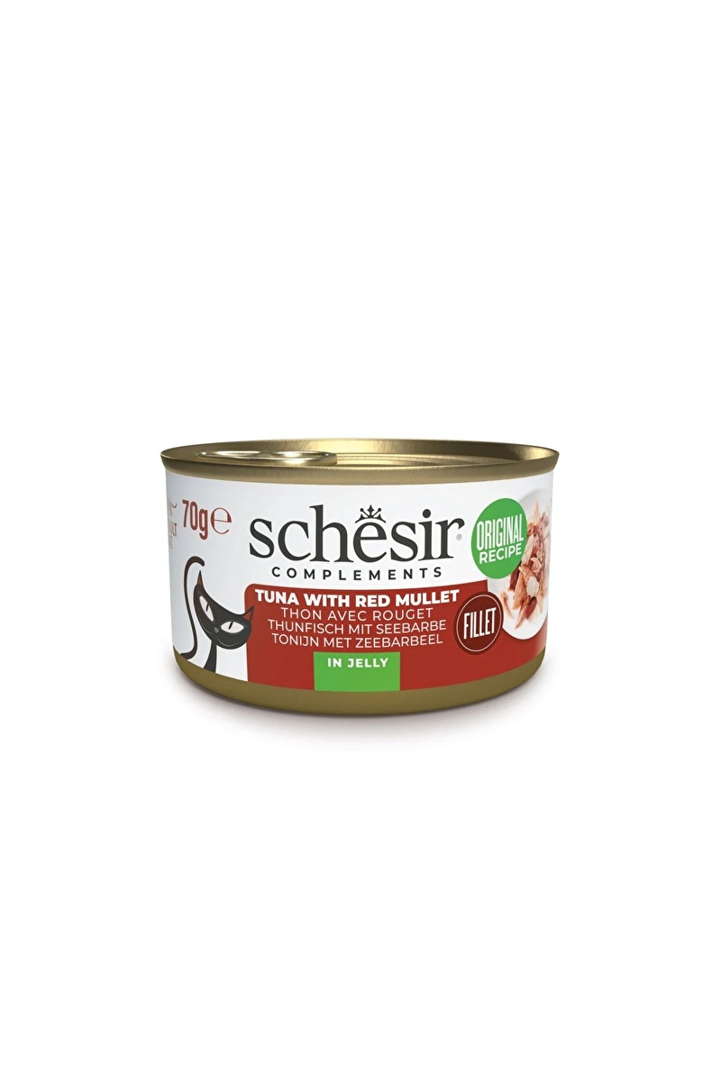 Schesir Tamamlayıcı Ton ve Barbun Balıklı Jöle İçinde Kedi Konservesi 70g