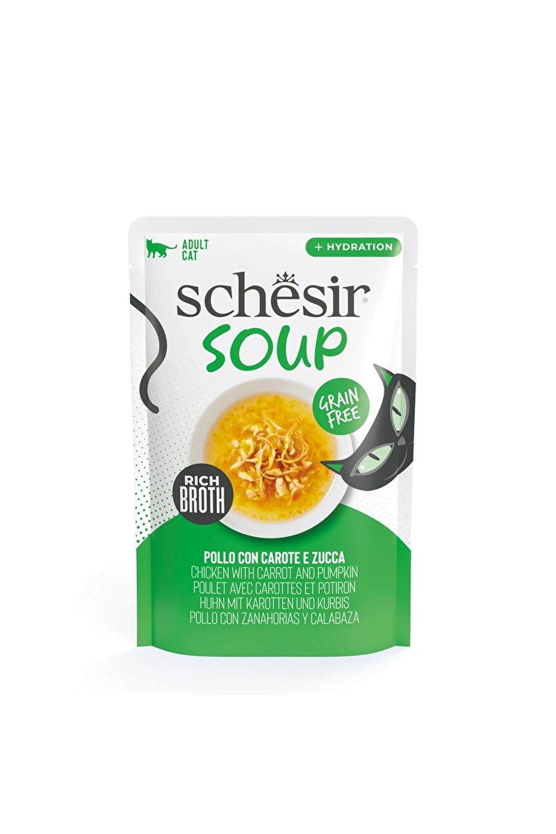 Schesir Soup Tavuk ile Bal Kabağı Yetişkin Kedi Çorbası Pouch 40 g