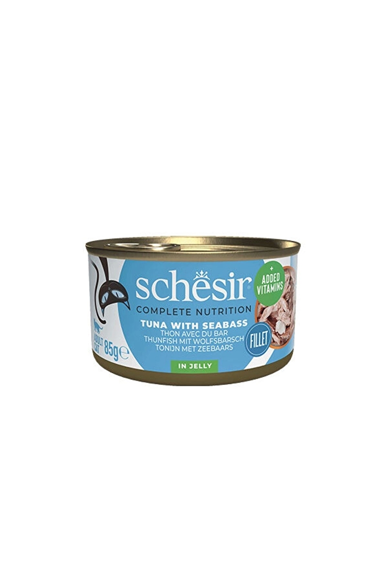 Schesir Jelly Ton Balığı ve Levrek Jöle İçinde Yetişkin Kedi Konservesi 85 g
