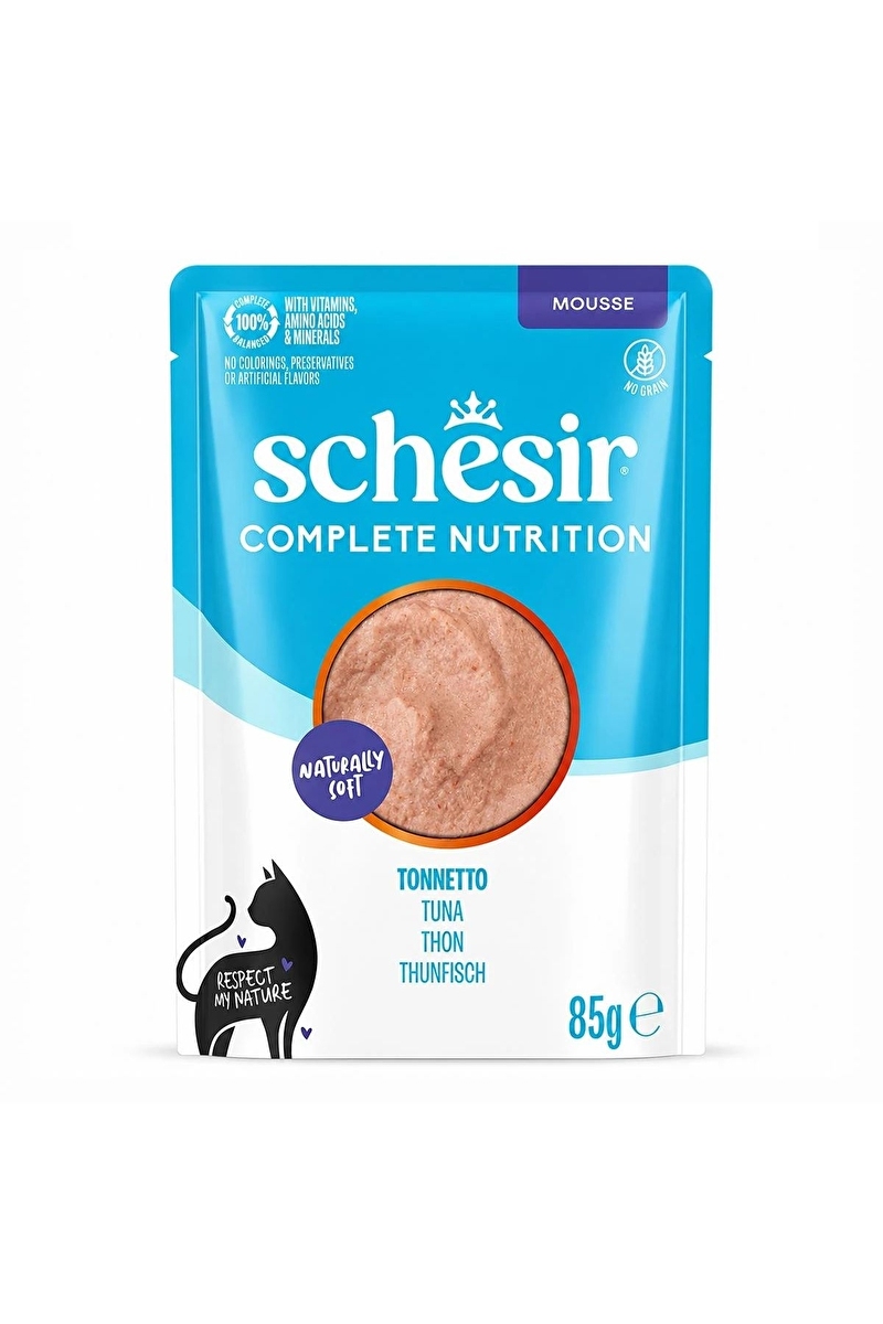 Schesir Tam ve Dengeli Ton Balıklı Mus Kedi Pouch 85 g
