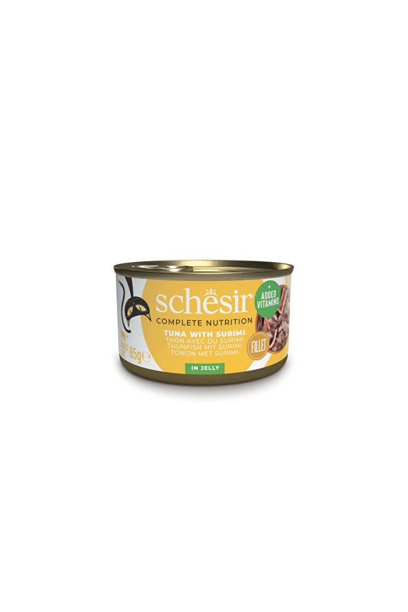 Schesir Jelly Ton Balığı ve Surimi Jöle İçinde Yetişkin Kedi Konservesi 85 g