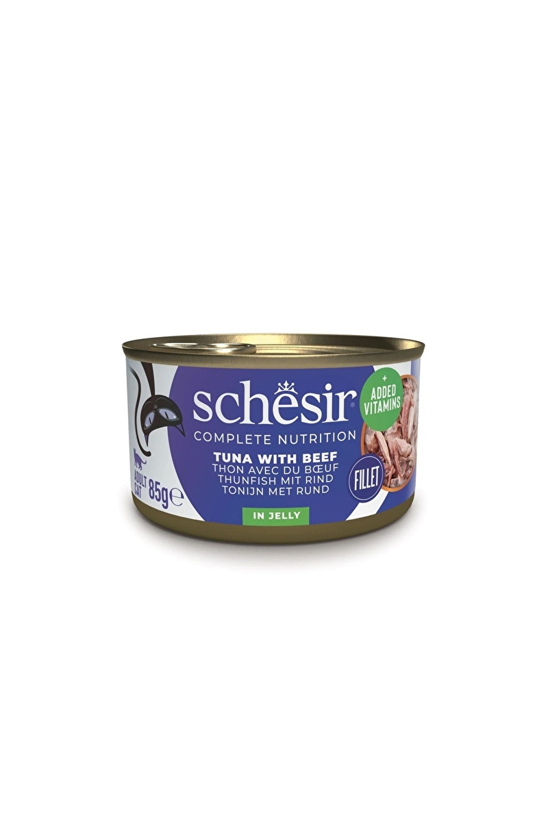 Schesir Jelly Ton Balığı ve Sığır Eti Jöle İçinde Yetişkin Kedi Konservesi 85 g