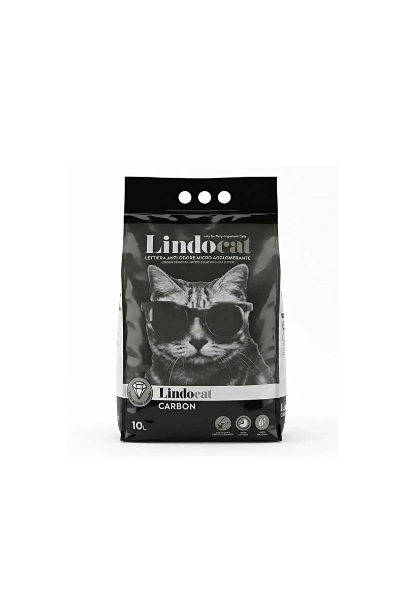 Lindocat Carbon Ekstra Güçlü Topaklanan Beyaz Bentonit Kedi Kumu 10 l