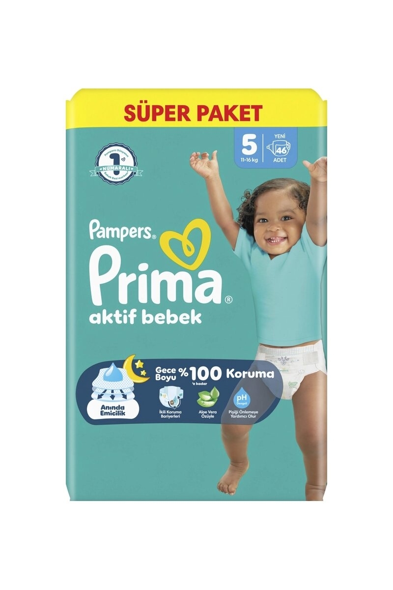 Prima Aktif Bebek Süper Paket (5) Junior 11-16 kg 46 Adet Bebek Bezi
