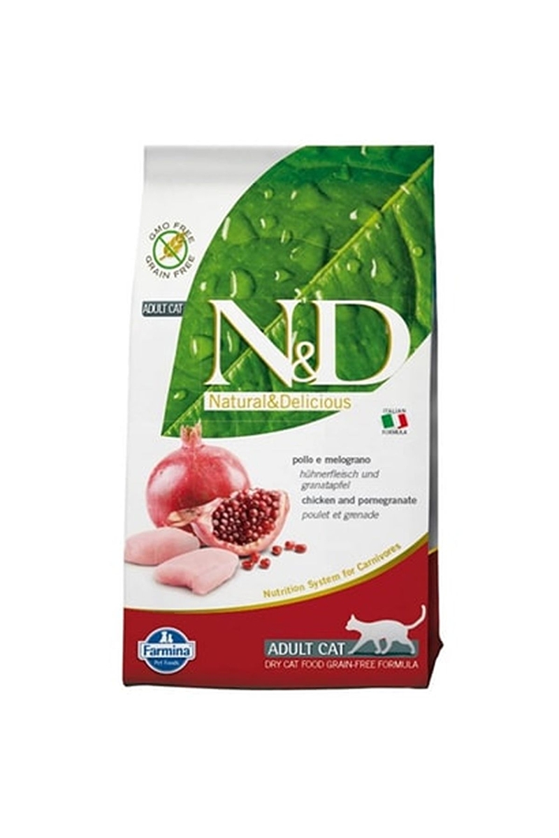 N&D Tahılsız Tavuk ve Narlı Yetişkin Kedi Maması 5 kg