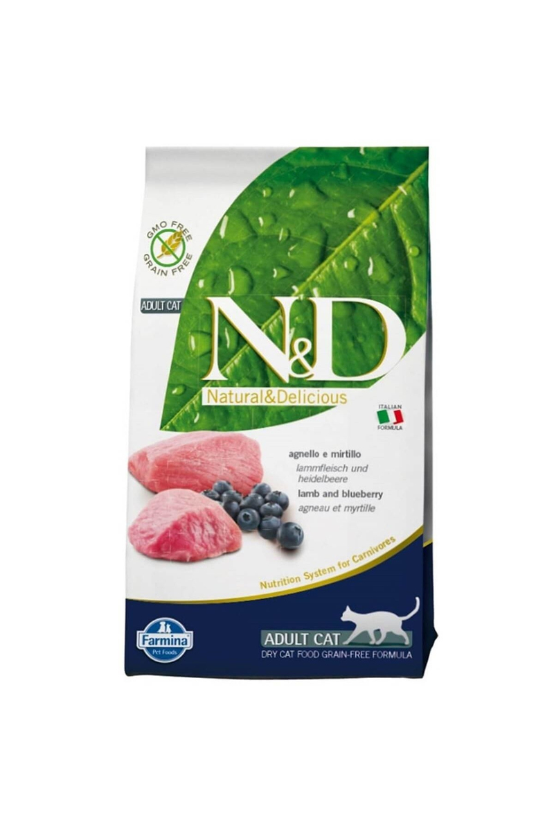 N&D Tahılsız Kuzu Etli Yaban Mersinli Kedi Maması 5 kg
