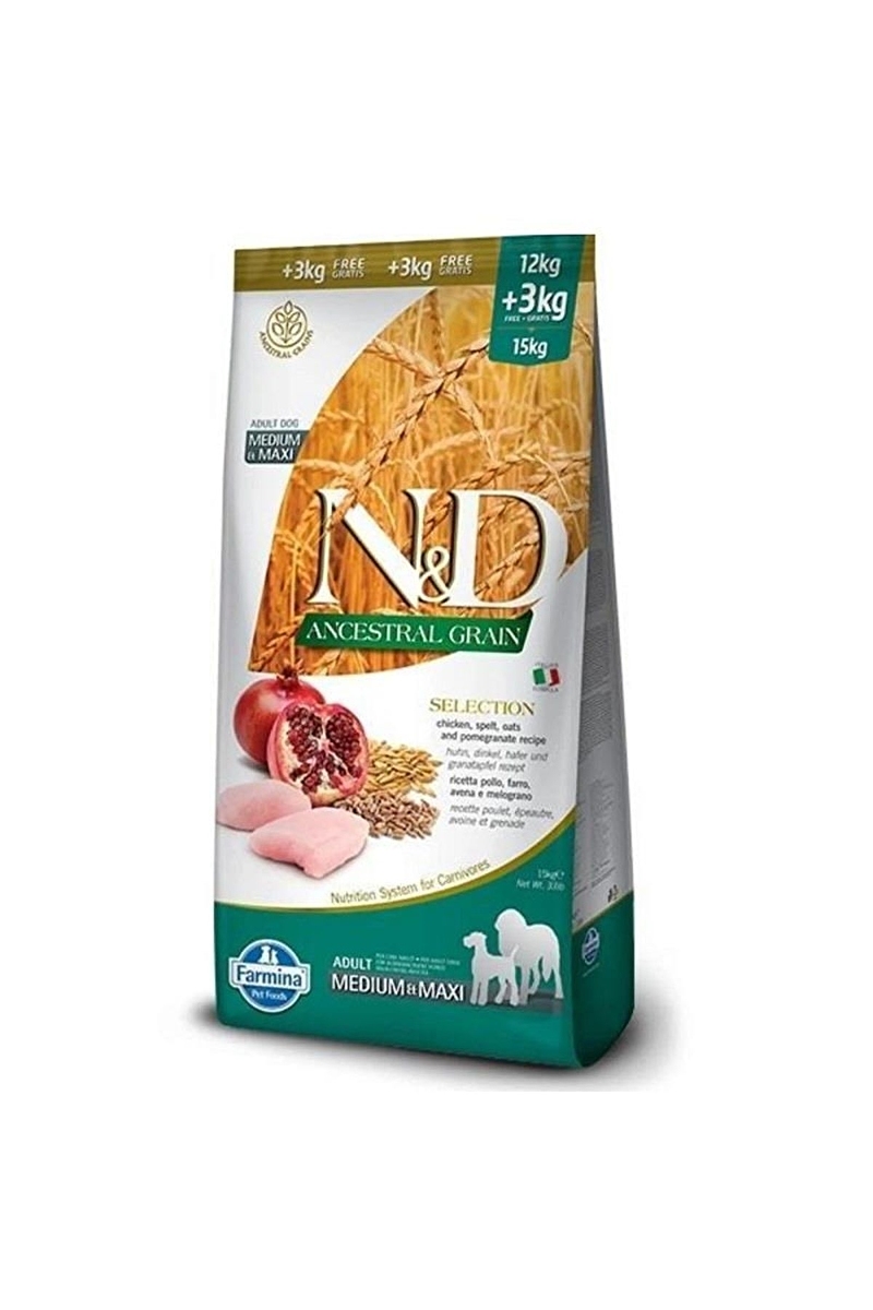 N&D Düşük Tahıllı Tavuk Etli ve Narlı Kuru Köpek Maması 15 Kg