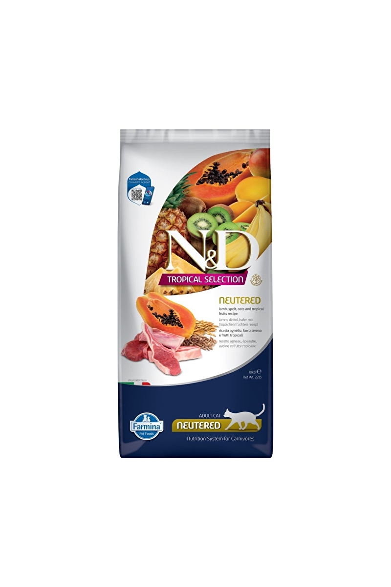 N&D Tropical Selection Kuzu Etli ve Tropikal Meyveli Kısırlaştırılmış Kedi Maması 10kg